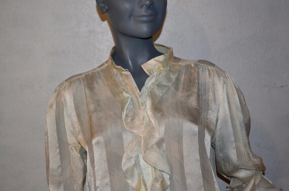 1980s ICONOO silk farm tissue Silk Blouse. Edward
