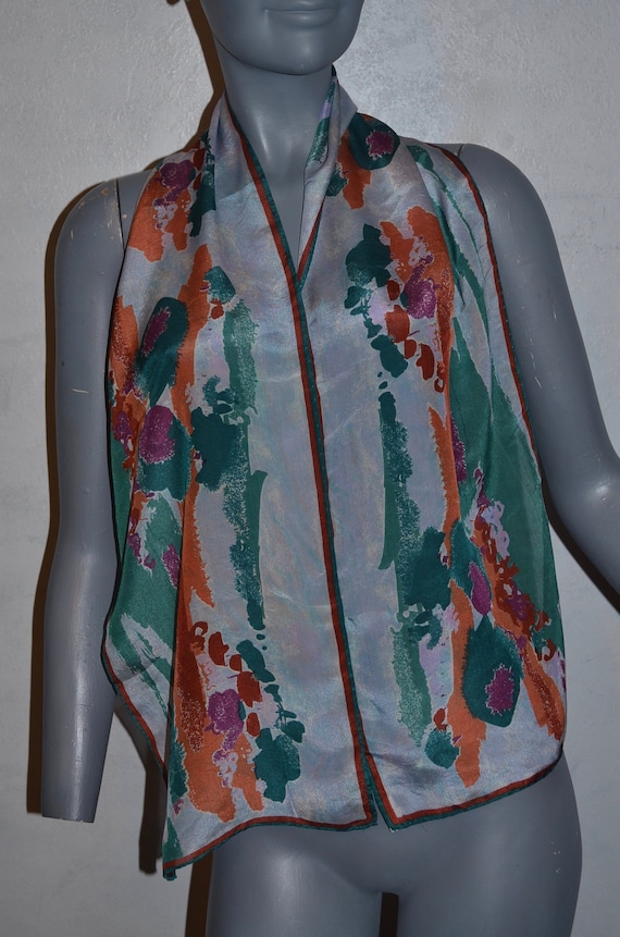 Vintage Vera Scarf.  Fall colors abstract Green R… - image 1