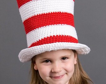 Crochet Pattern PDF 002 - Red and White Striped Top Hat