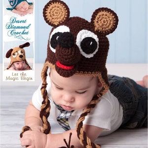 Crochet Pattern 006 - Teddy Bear Earflap Hat - All Sizes