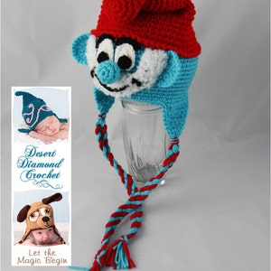 Crochet Pattern 058 Grandpa Blue Gnome Beanie Hat All Sizes image 3