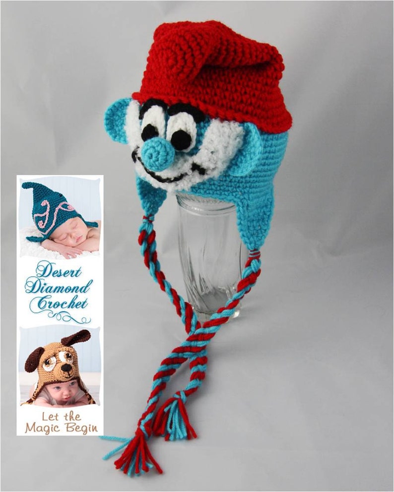 Crochet Pattern 058 Grandpa Blue Gnome Beanie Hat All Sizes image 3