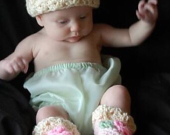 Crochet Pattern SCCO-106/108 - Pastel Baby Booties & Beanie Set