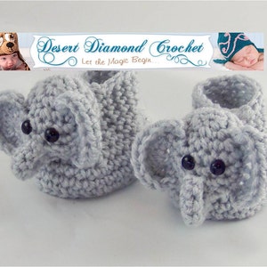 Crochet Pattern 021 Elephant Baby Booties 5 Sizes image 2