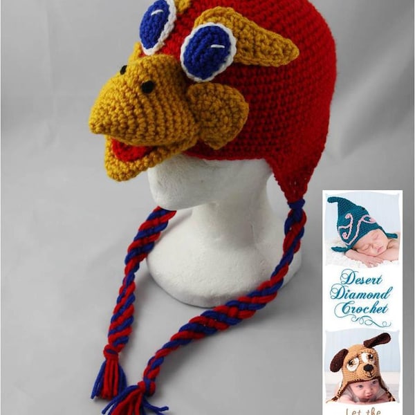 Crochet Pattern 049 - Kansas University Jayhawk - All Sizes