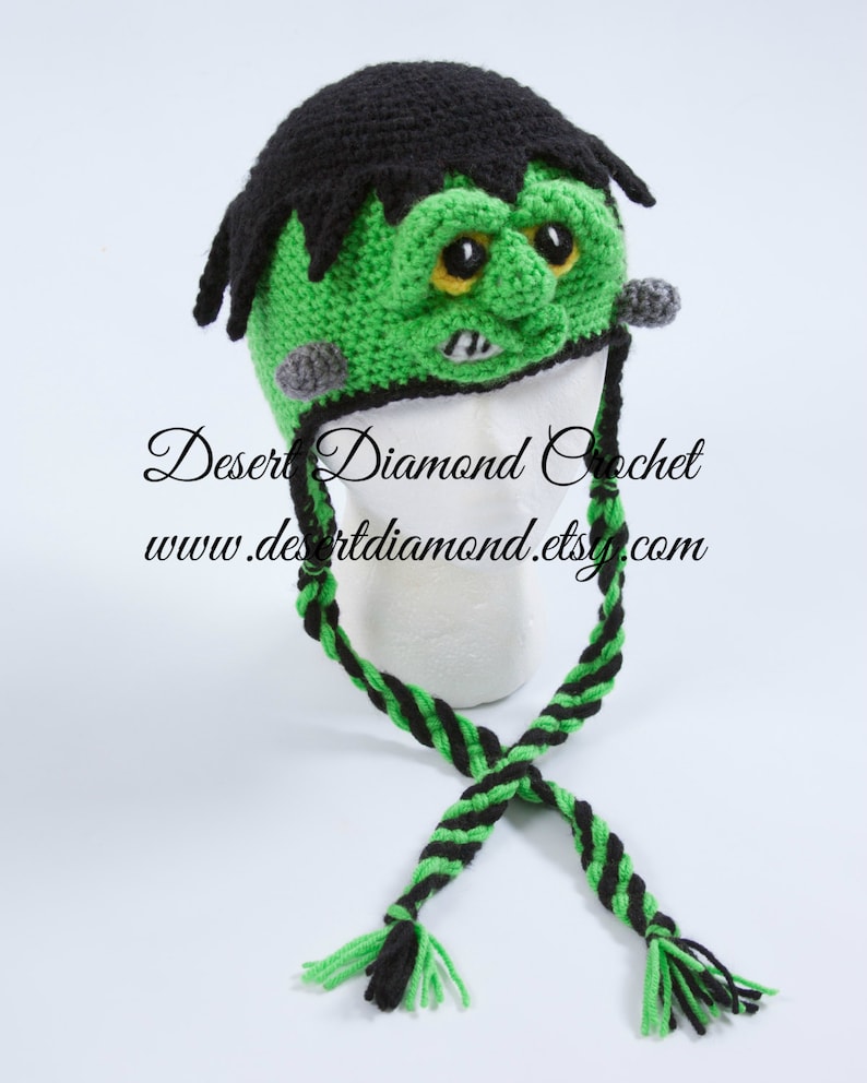 Crochet Pattern 109 Frankenstein Monster Hat image 3