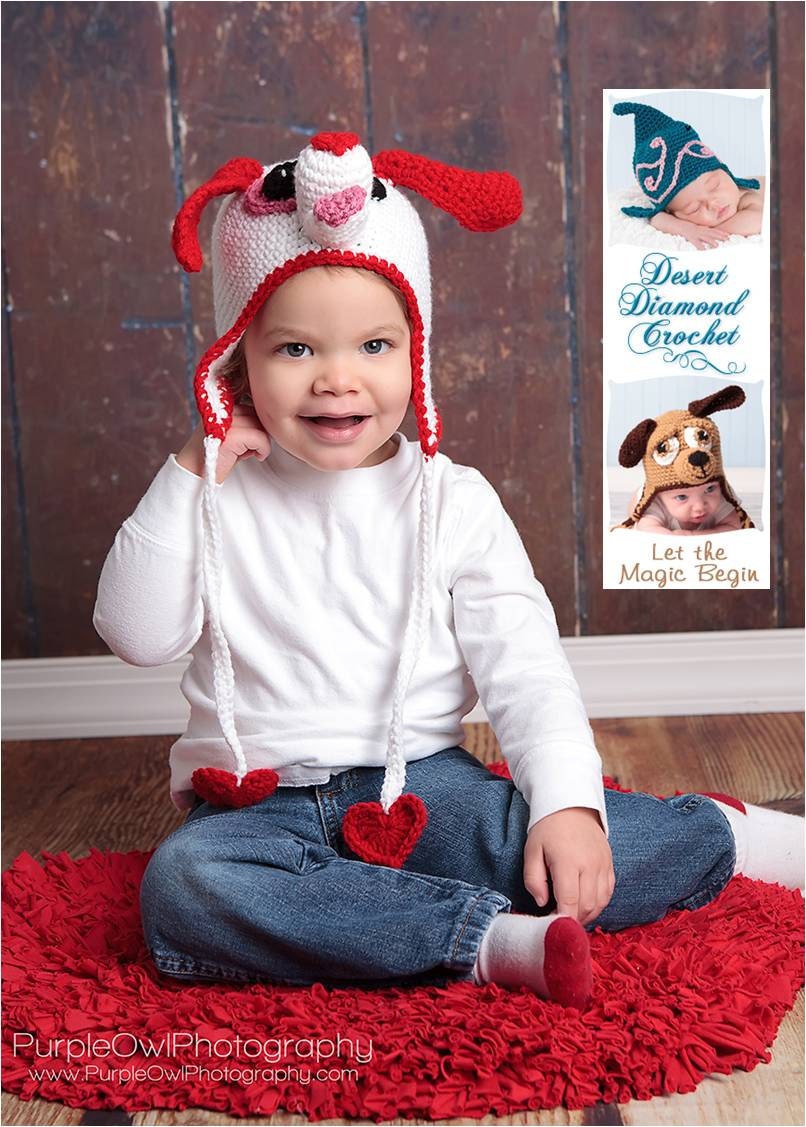 Crochet Pattern 051 - Valentine Puppy Love Earflap Beanie Hat - All ...