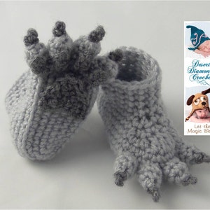 Crochet Pattern 074 Wolf Paw Baby Booties 5 Sizes image 2