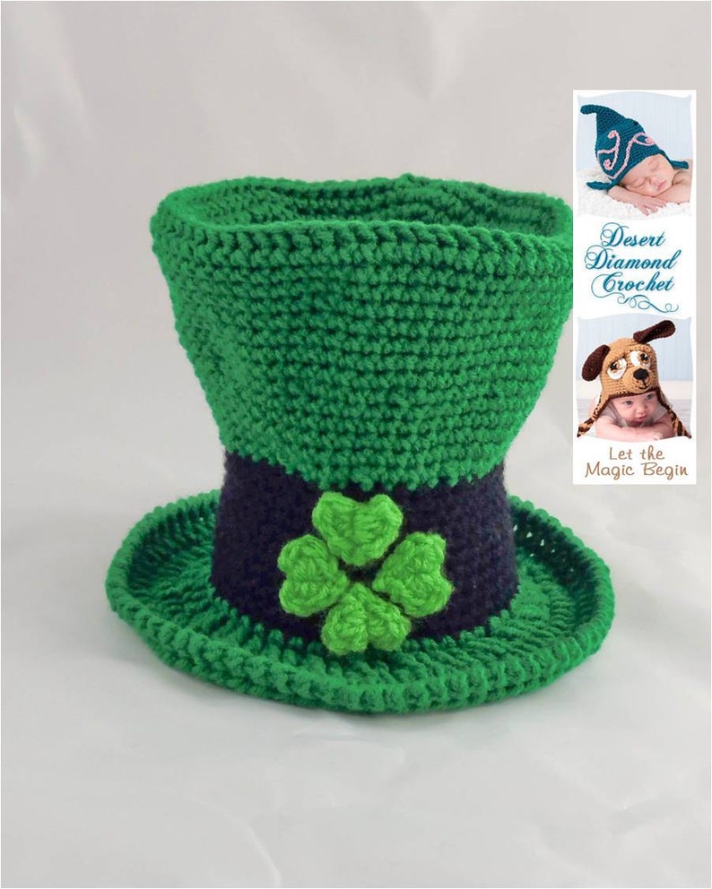 Crochet Pattern 078 Lucky Leprechaun Hat All Sizes image 2