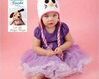 Crochet Pattern 033 - Kitty with a Bow Beanie Hat - All Sizes