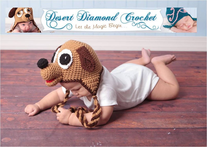 Crochet Pattern 007 - Puppy Earflap Beanie Hat - All Sizes - Etsy