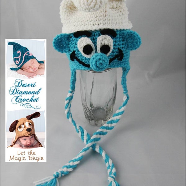 Crochet Pattern 057 - Boy Blue Gnome Beanie Hat - All Sizes