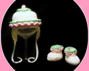 Crochet Pattern SCCO-102A - Fairy Pixie Hat & Bootie Set (0-12M)