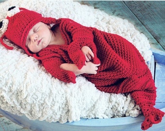 Crochet Pattern - SBC-010 Cappy the Cape Cod “Lobstah” Cocoon and Hat