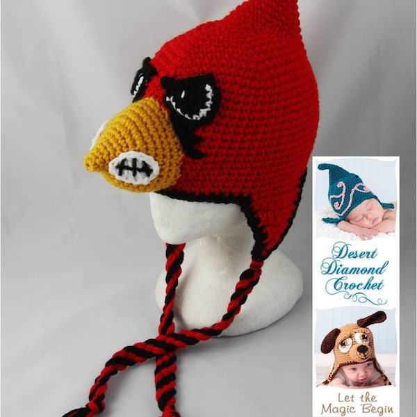 Crochet Pattern 056 - University of Louisville Cardinal Hat - All Sizes