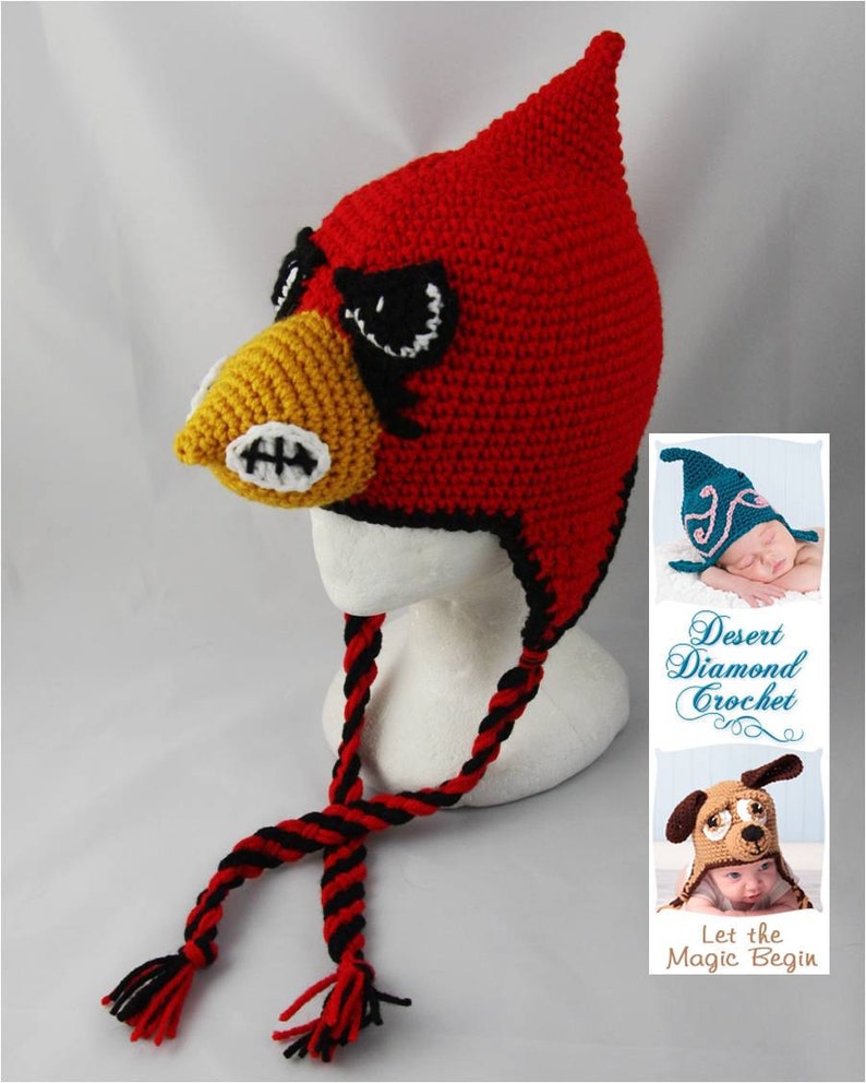 Crochet Pattern 056 University of Louisville Cardinal Hat All Sizes imagem 1