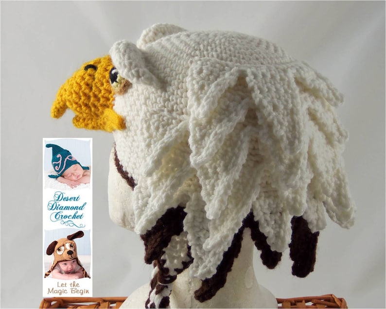 Crochet Pattern 072 Eagle Hat All Sizes image 5