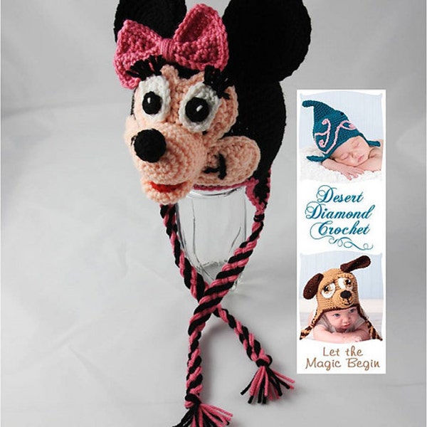Crochet Pattern 062 - Mrs. Mouse Earflap Beanie Hat - All Sizes
