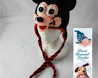 Crochet Pattern 061 - Mr. Mouse Earflap Beanie Hat - All Sizes