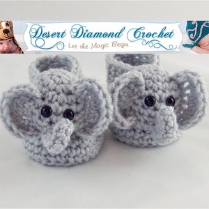 Crochet Pattern 021 Elephant Baby Booties 5 Sizes image 5