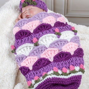 Crochet Pattern 114 Eva Marie Spring Tulip Baby Cocoon image 1