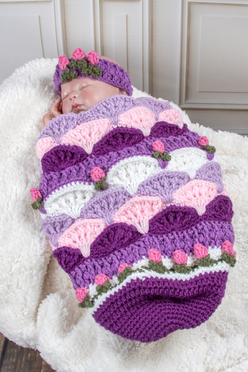 Crochet Pattern 114 Eva Marie Spring Tulip Baby Cocoon image 1