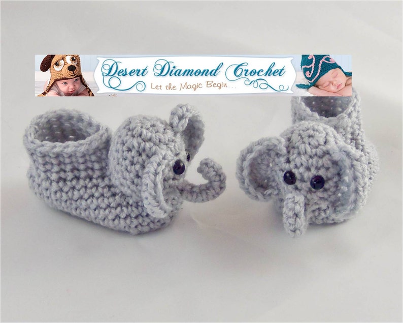 Crochet Pattern 021 Elephant Baby Booties 5 Sizes image 3
