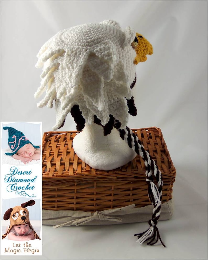 Crochet Pattern 072 Eagle Hat All Sizes image 3