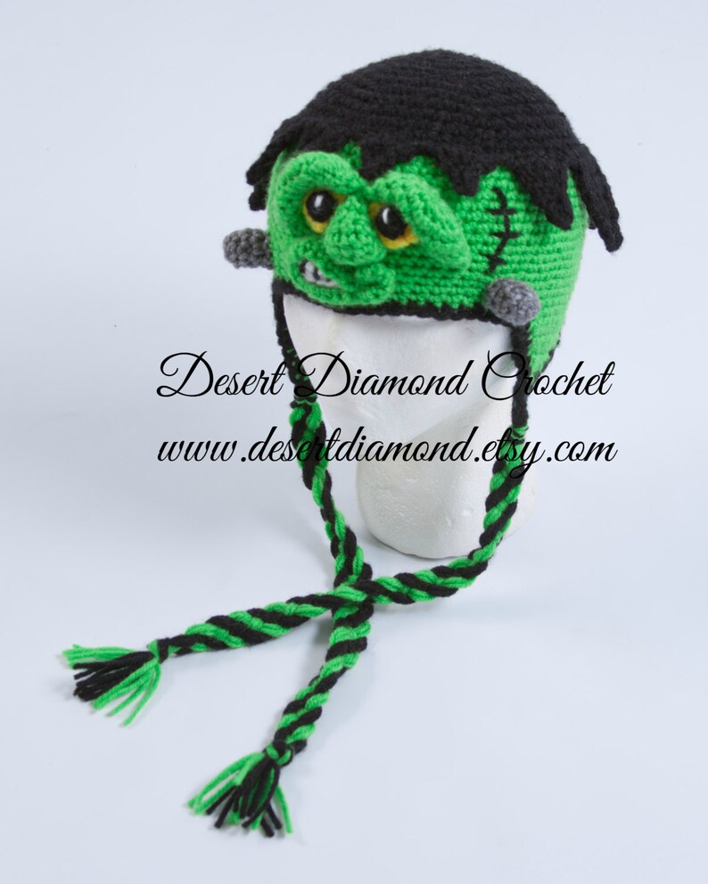 Crochet Pattern 109 Frankenstein Monster Hat image 2