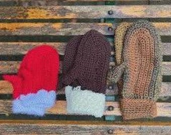 Crochet Pattern SCCO-010 - Easy Mittens for Children and Adults - 3 Sizes