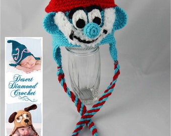 Crochet Pattern 058 - Grandpa Blue Gnome Beanie Hat - All Sizes