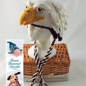 Crochet Pattern 072 Eagle Hat All Sizes image 1
