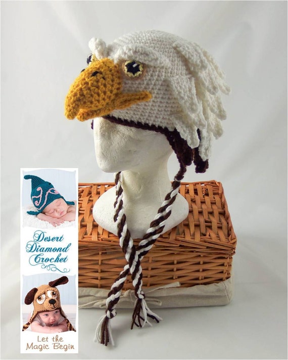 Crochet Pattern 072 Eagle Hat All Sizes 