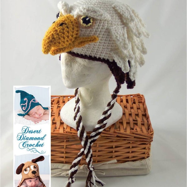 Crochet Pattern 072 - Eagle Hat - All Sizes