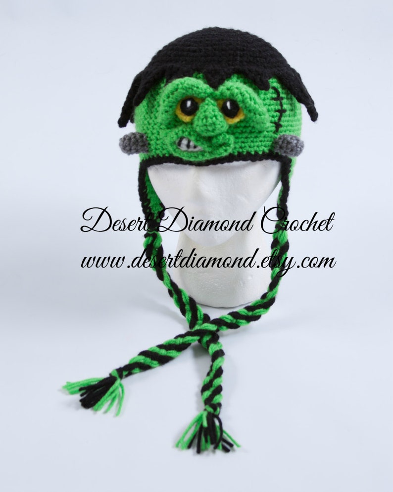 Crochet Pattern 109 Frankenstein Monster Hat image 1