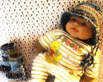 Crochet Pattern SCCO-116 - Hippie Hat & Bootie Set
