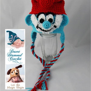 Crochet Pattern 058 Grandpa Blue Gnome Beanie Hat All Sizes image 2