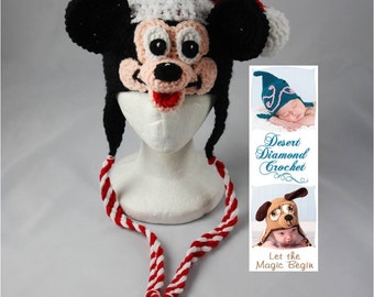 Crochet Pattern 040 - Mr Christmas Santa Mouse Beanie Hat - All Sizes