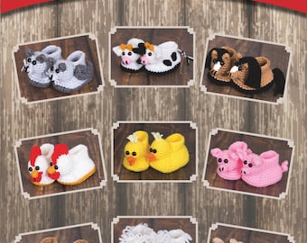eBook - Crochet Bootimals - Barnyard Buddies Book - 9 Adorable Animal Baby Booties to crochet!