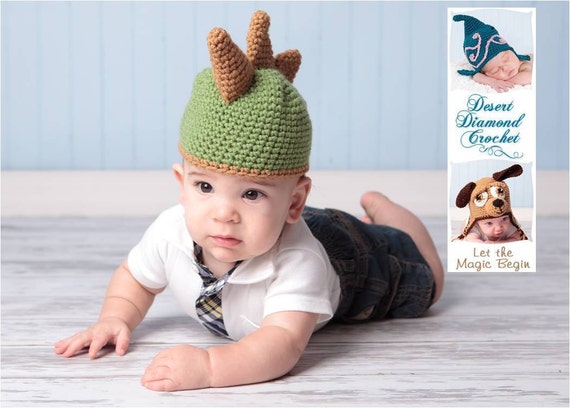 Crochet Pattern 005 Dinosaur Earflap Beanie Hat All Sizes 