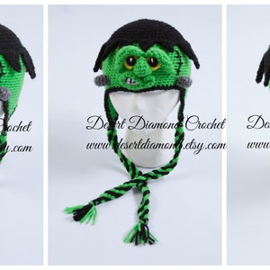 Crochet Pattern 109 Frankenstein Monster Hat image 4