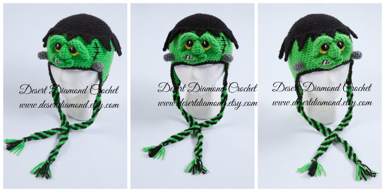 Crochet Pattern 109 Frankenstein Monster Hat image 4