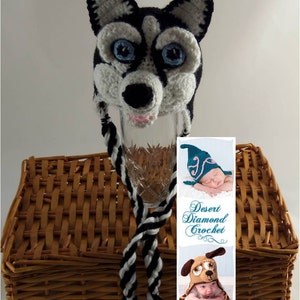 Crochet Pattern 083 - Siberian Husky Beanie Hat 2 - All Sizes