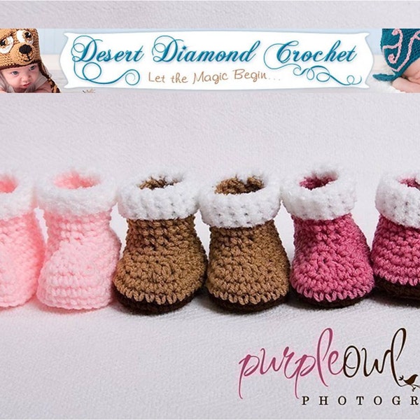 Crochet Pattern 003 - Baby Snow Booties - 5 Sizes