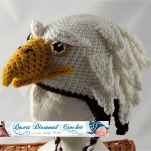 Crochet Pattern 072 Eagle Hat All Sizes image 4