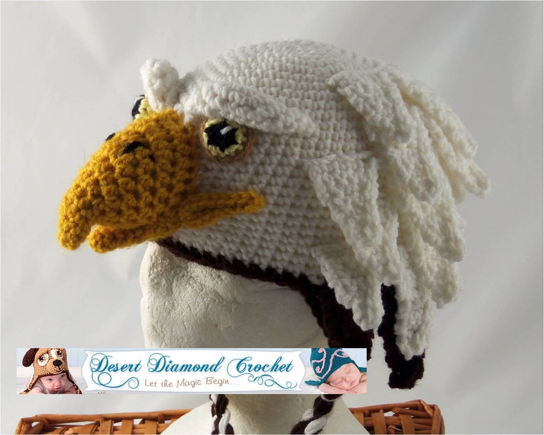 Crochet Pattern 072 Eagle Hat All Sizes image 4