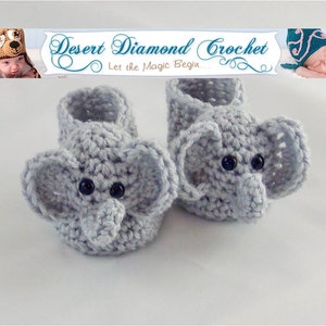 Crochet Pattern 021 Elephant Baby Booties 5 Sizes image 4