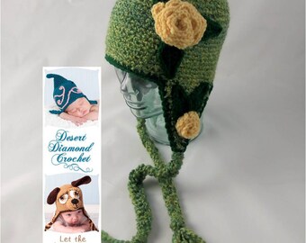 Crochet Pattern 075 - Mom's Rose Beanie Hat - All Sizes