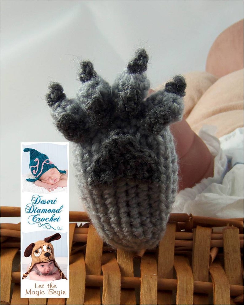 Crochet Pattern 074 Wolf Paw Baby Booties 5 Sizes image 4