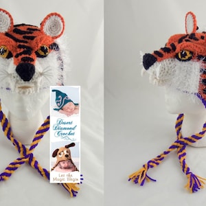 Crochet Pattern 093 - Louisiana State University Tiger Hat - All Sizes